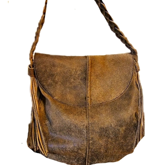 PASION ARGENTINA Dist. Olive Brn Tassel Satchel LG. Handbag - Picture 1 of 11